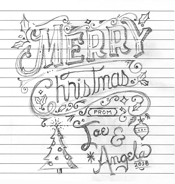 5x7 Hand lettered holiday greeting card - image 2 - student project