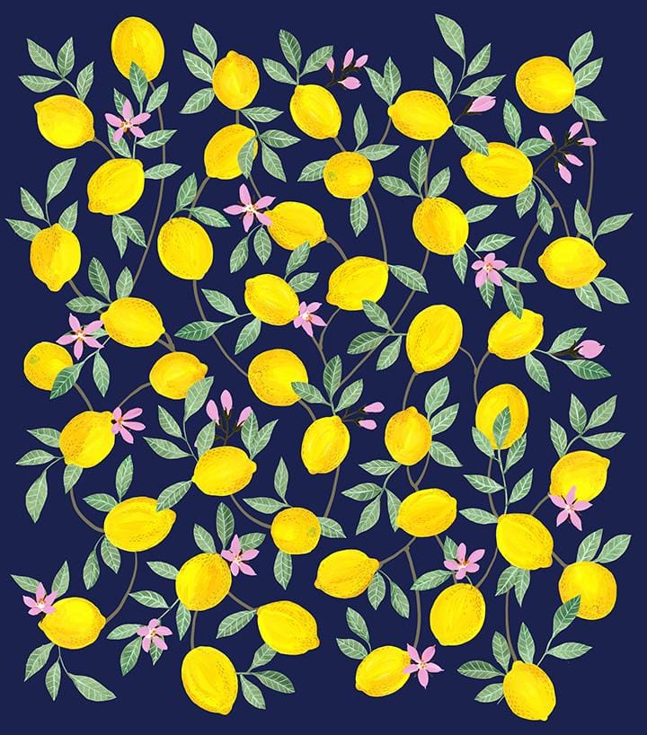 Gouache Lemons still life turned into digital pattern - image 3 - student project