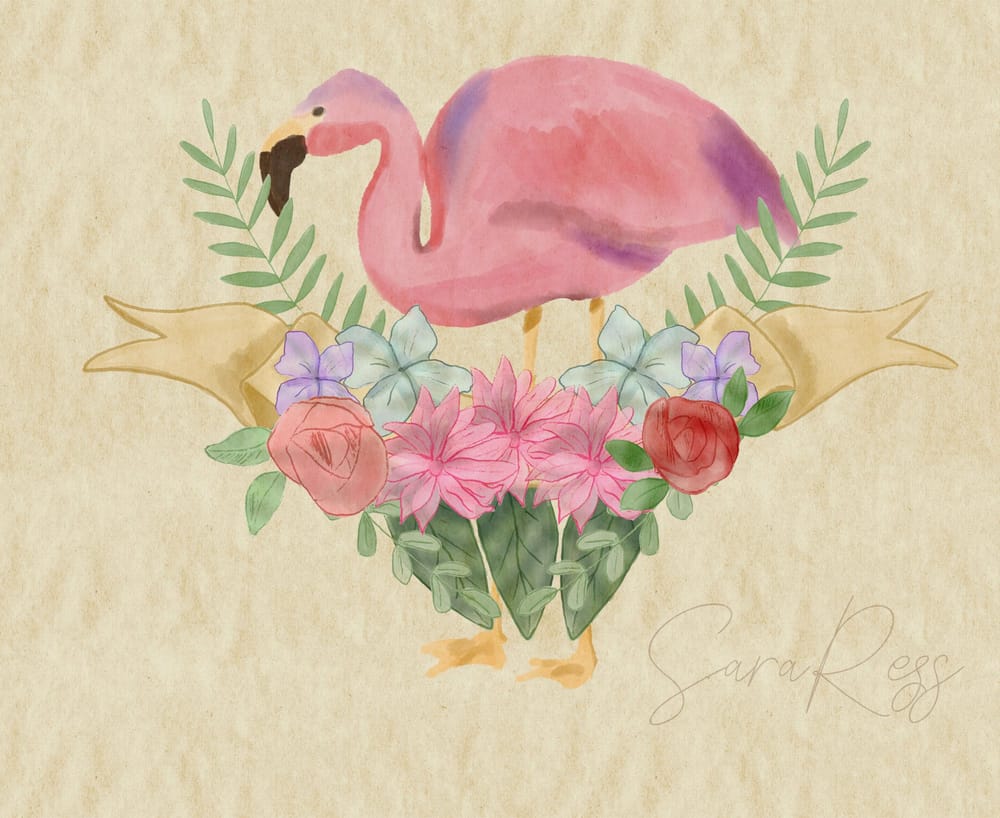 Watercolor ribbons with flowers and botanicals - image 1 - student project