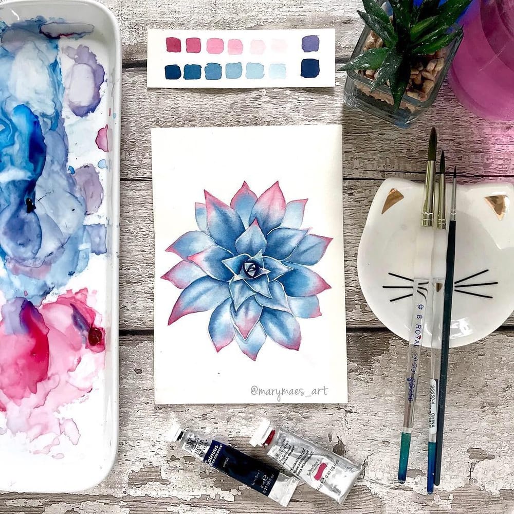 Blue/Pink Succulent - image 4 - student project