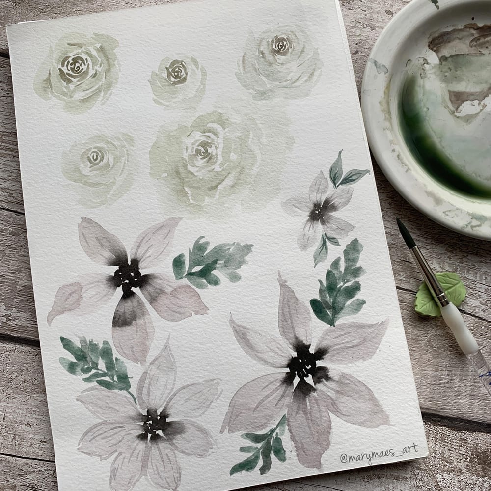Pretty White Watercolour Florals - image 4 - student project