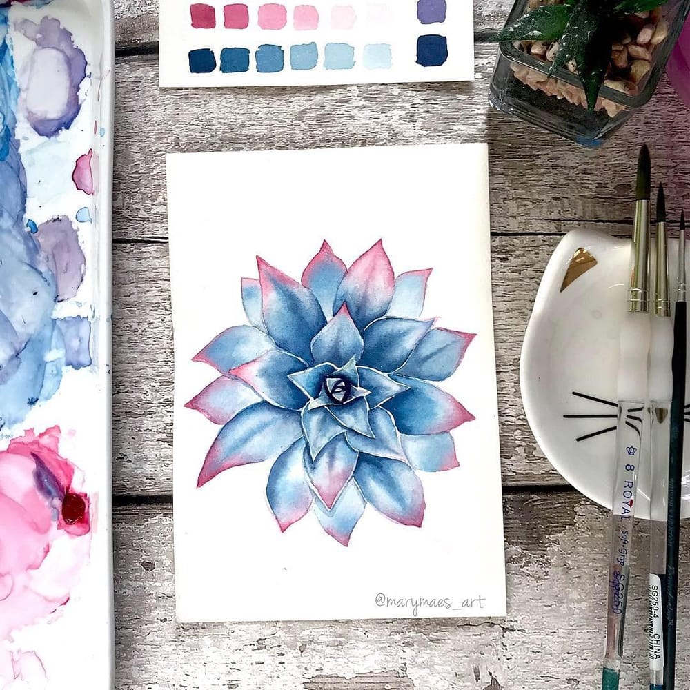 Blue/Pink Succulent - image 3 - student project