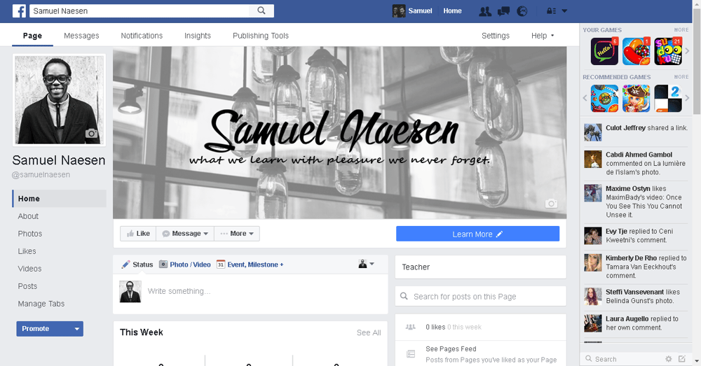 My first Fanpage for skillshare - image 1 - student project