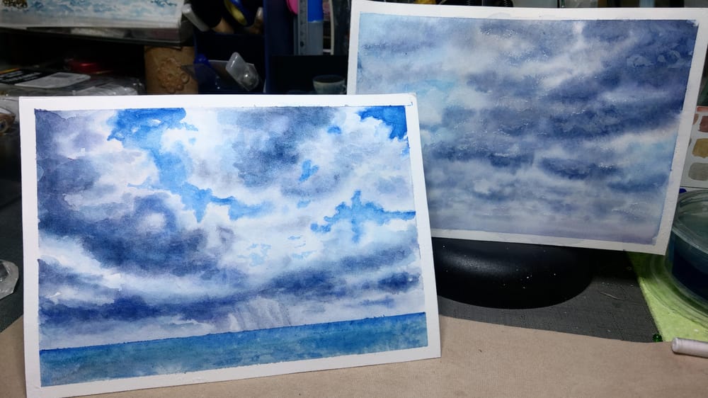 Watercolor Cloudy Sky with Maria - image 2 - student project