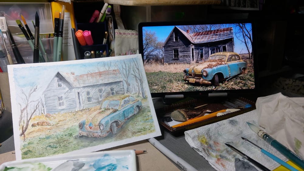 Old Car and Building Scene - image 1 - student project