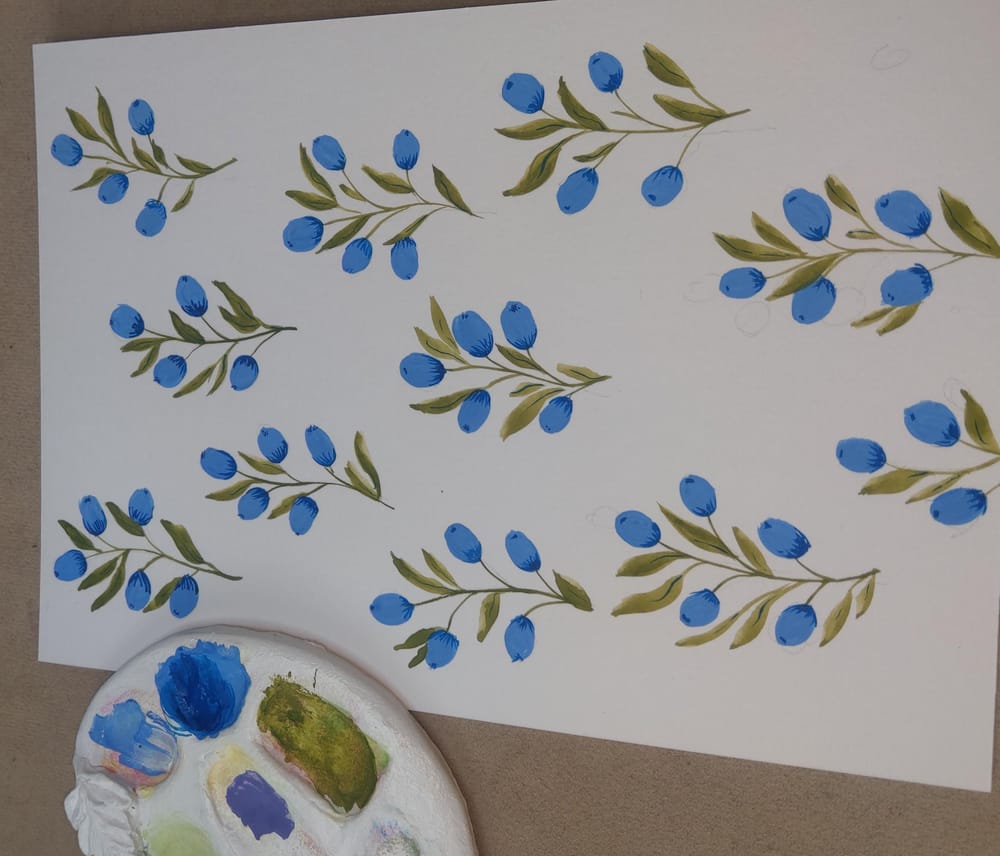 Botanical Illustration: Paint a Simple Indian Floral Pattern in Gouache - image 4 - student project