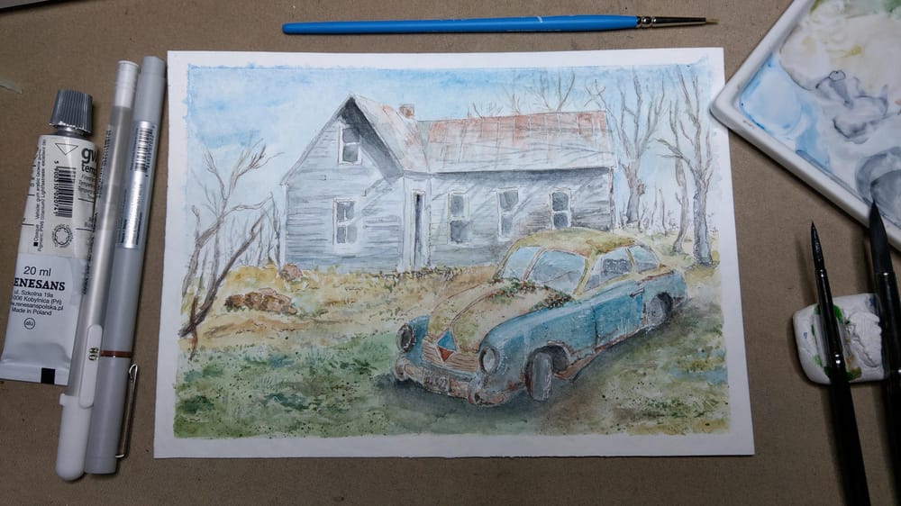 Old Car and Building Scene - image 2 - student project
