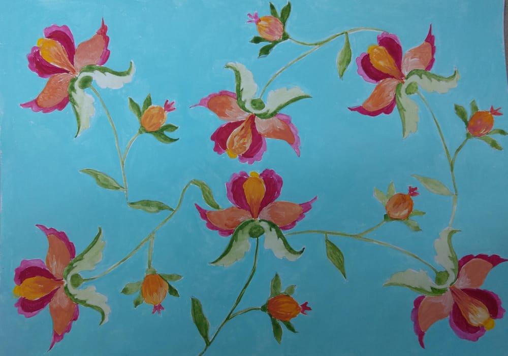 Botanical Illustration: Paint a Simple Indian Floral Pattern in Gouache - image 1 - student project