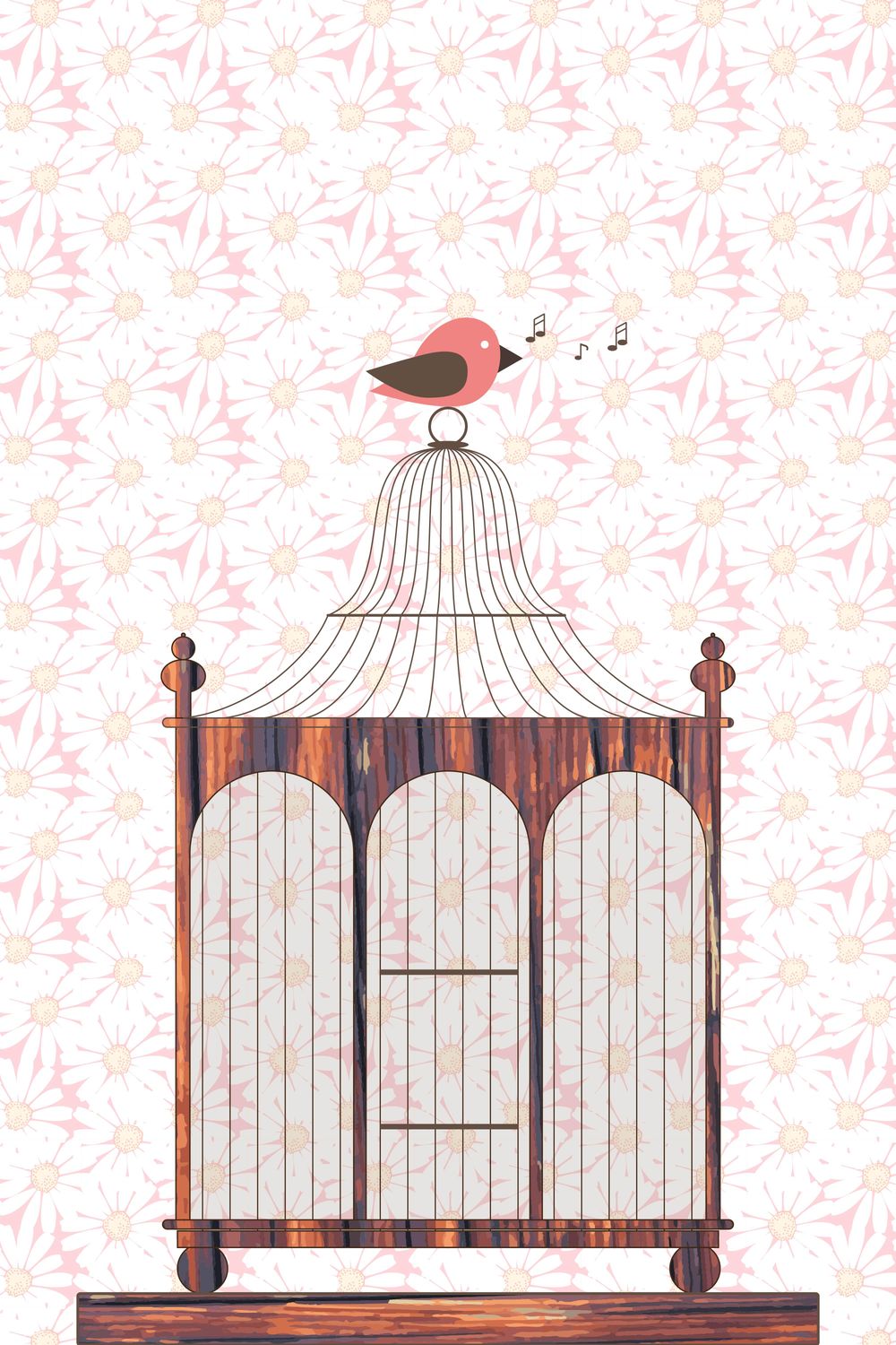 A wooden vintage birdcage with a singing birdie - image 1 - student project