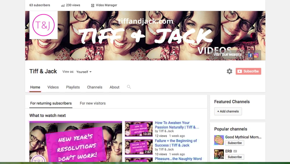 Tiff & Jack YouTube Channel - completed - image 1 - student project
