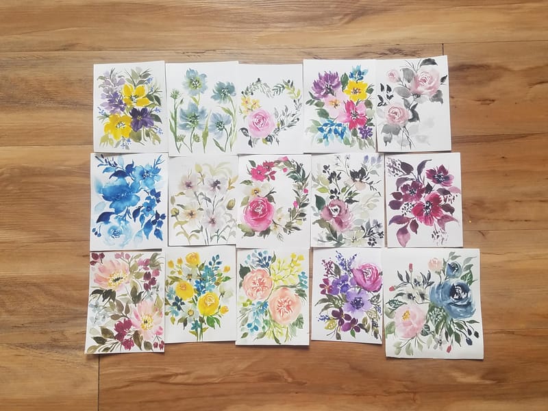 15-day Watercolor Floral Exploration: Create Stunning Color Combinations