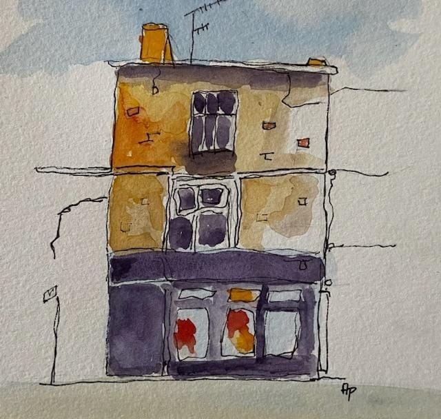Sketch a charming shop front.