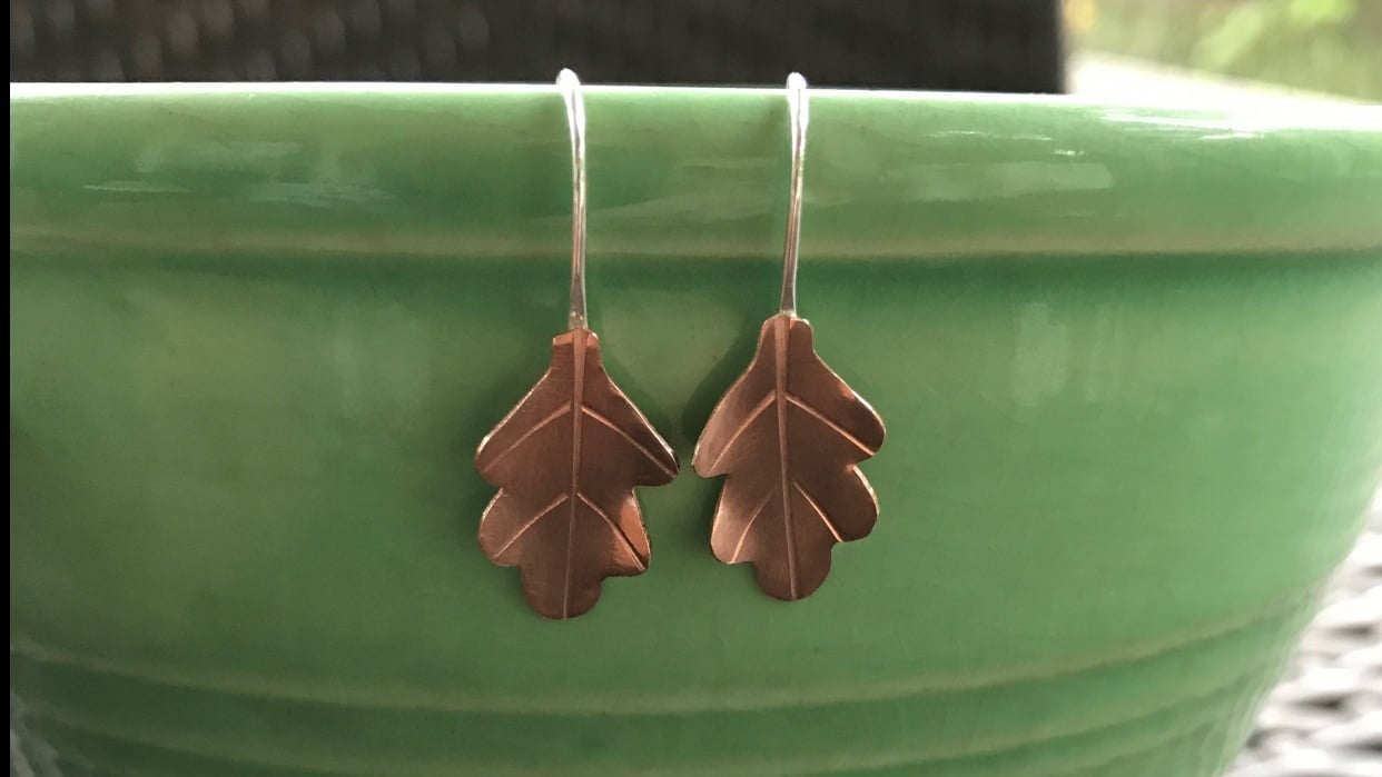 Oak Leaf Earrings - student project