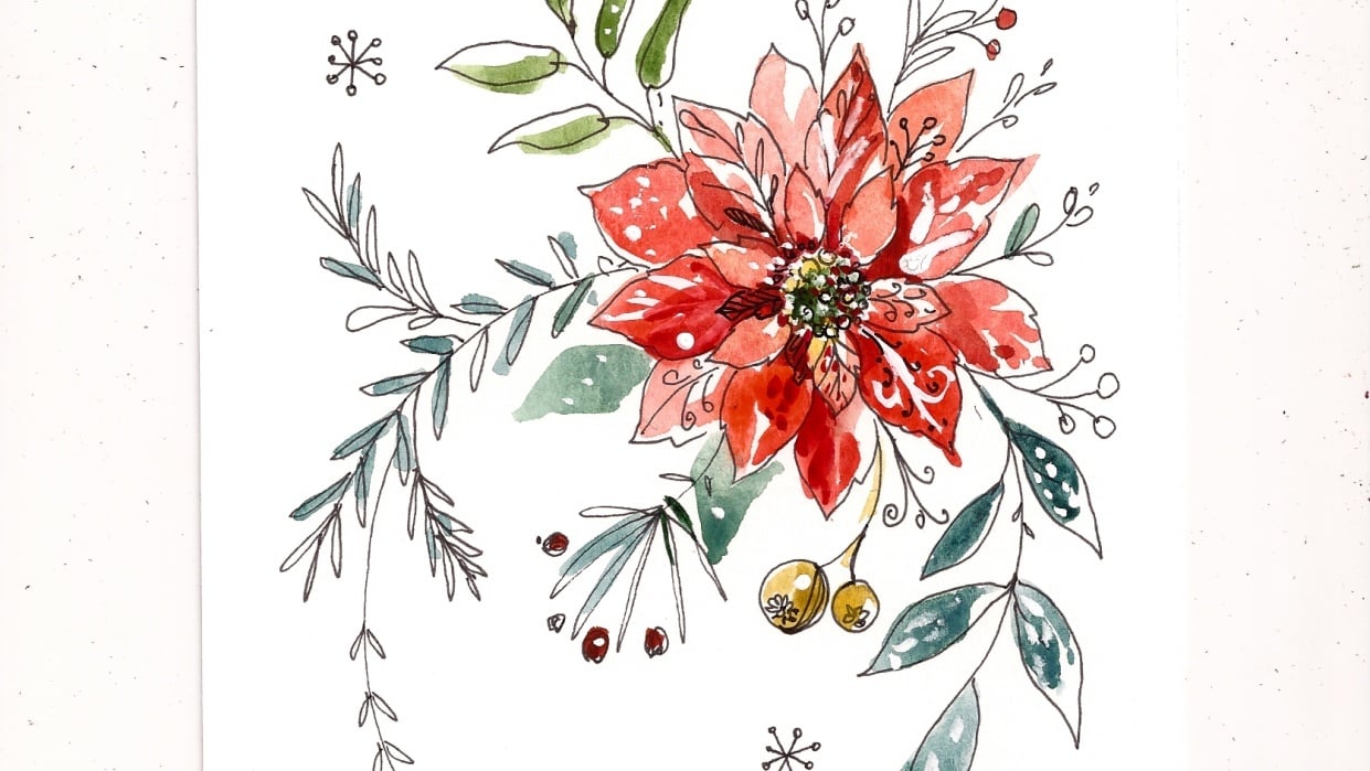 Watercolor Poinsettia Sample project - student project