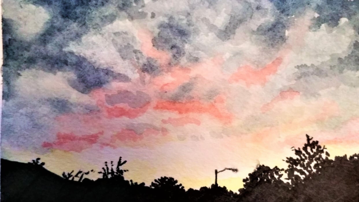 Watercolour clouds - student project