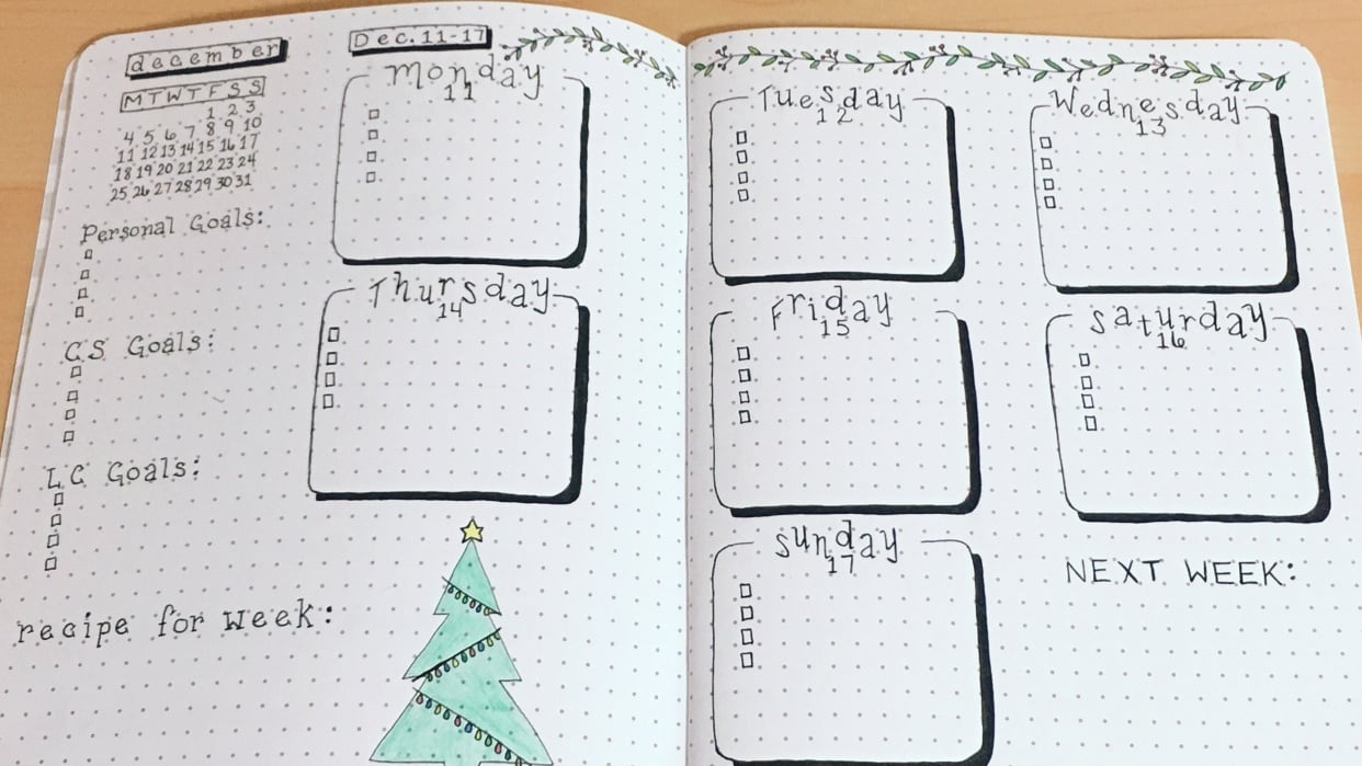 December weekly spread - student project