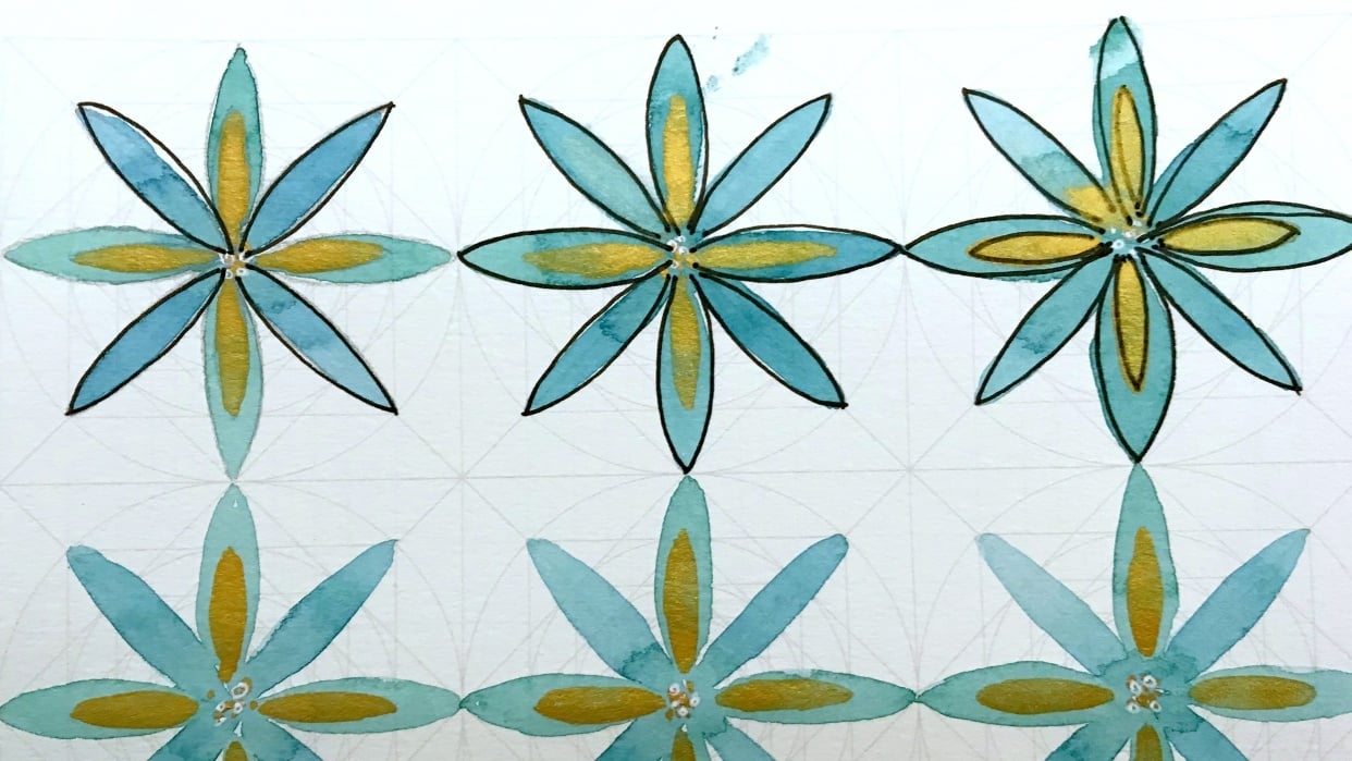 Patterns and watercolor - student project