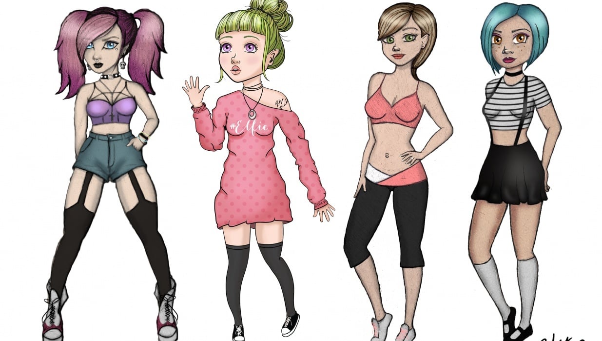 attractive female characters in a line-up - student project