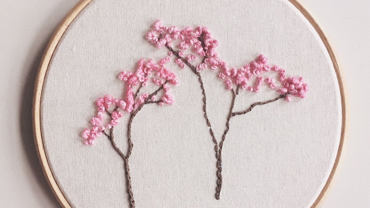 Blossom Embroidery Hoop Art - student project