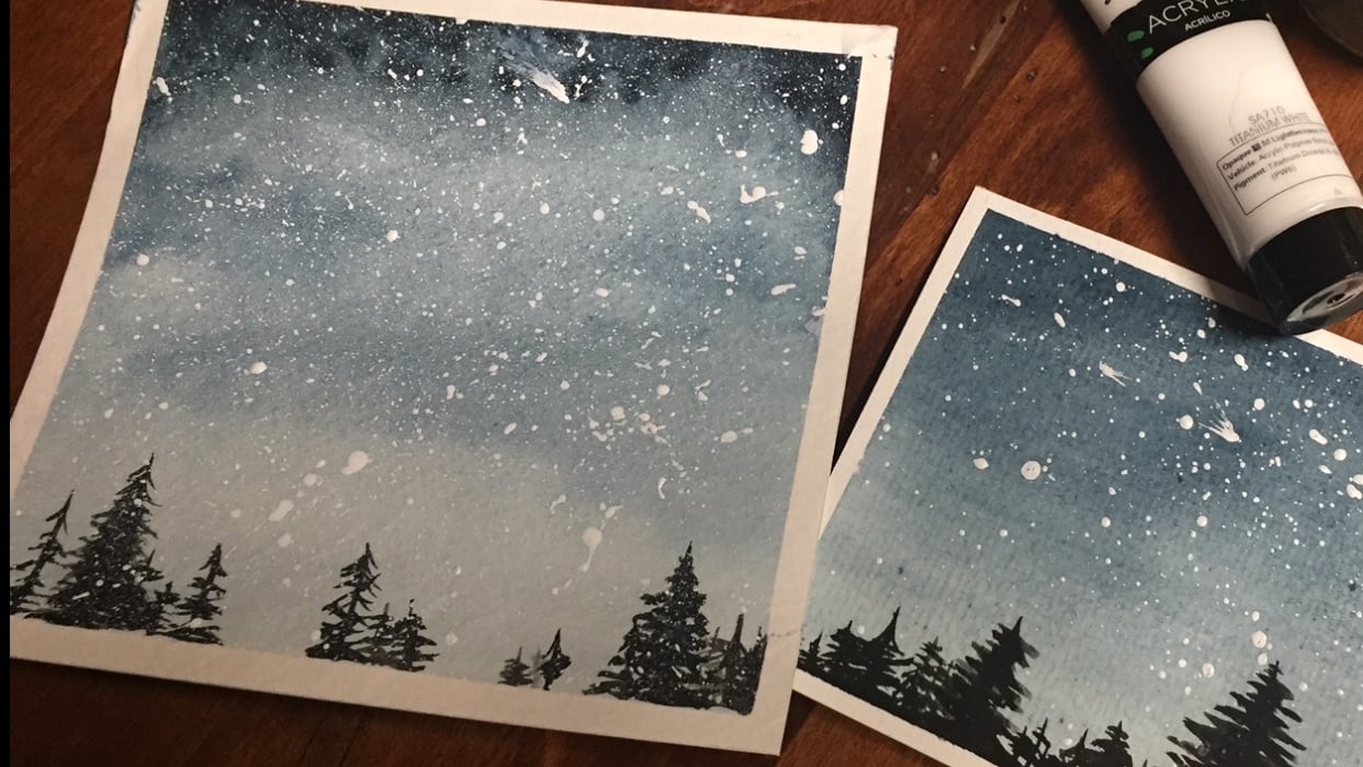 Watercolor Night Sky x2 - student project