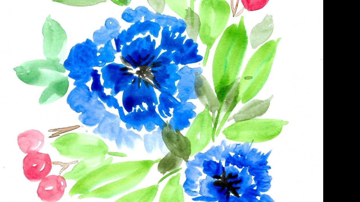 Loose Watercolor Florals - student project