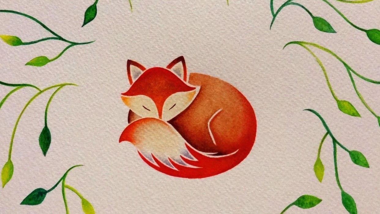 Sleeping Fox with Leaves - student project