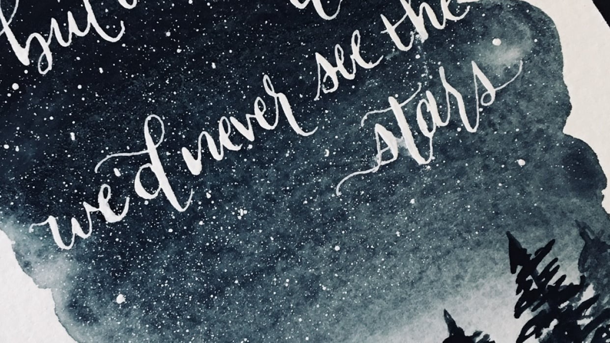 Watercolor night sky - student project