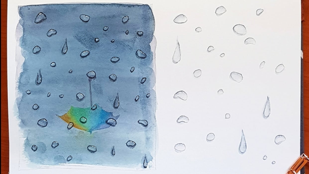 Watercolor droplets - student project