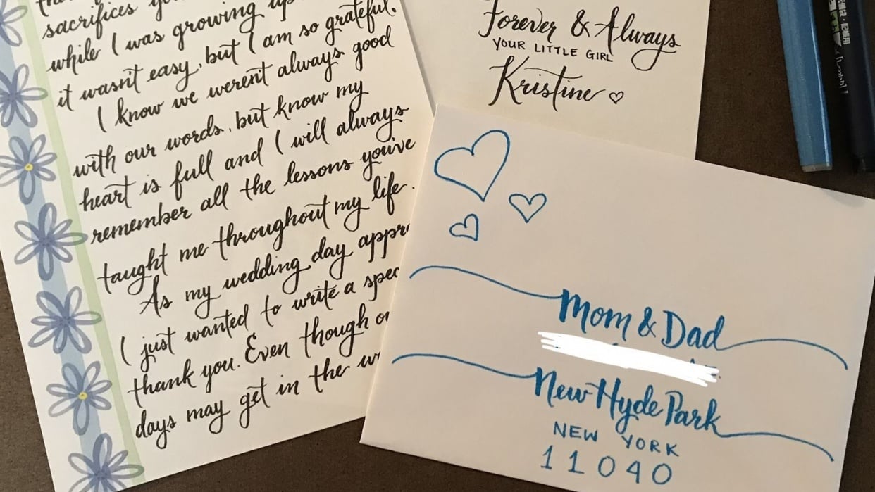 Mom and Dad letter and envelope - student project
