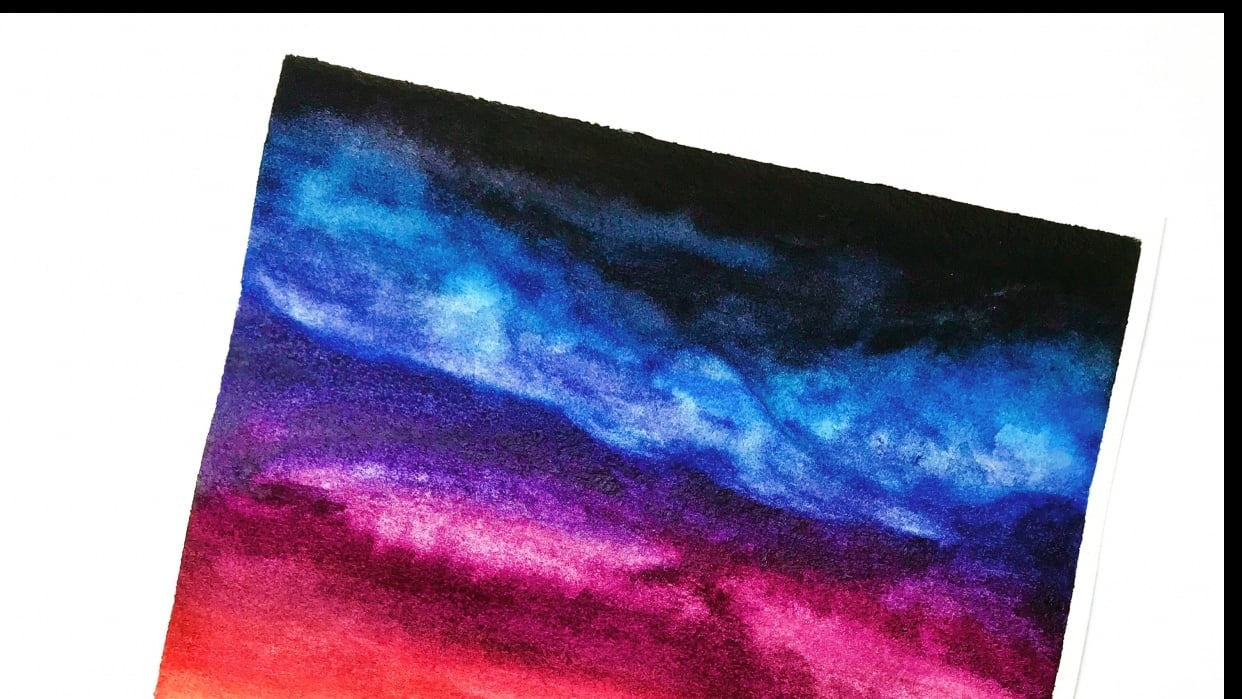 vibrant night sky with watercolors - student project