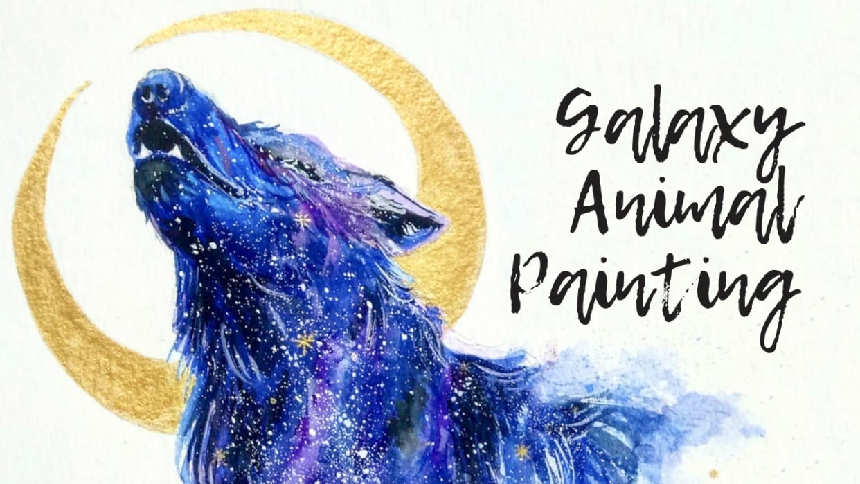 Galaxy Animal Painting With Watercolor and Gouache - student project