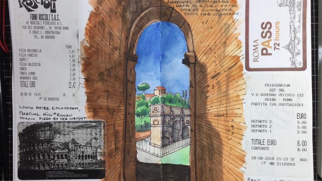 A collage page of my recent visit to the Colosseum in Rome - student project