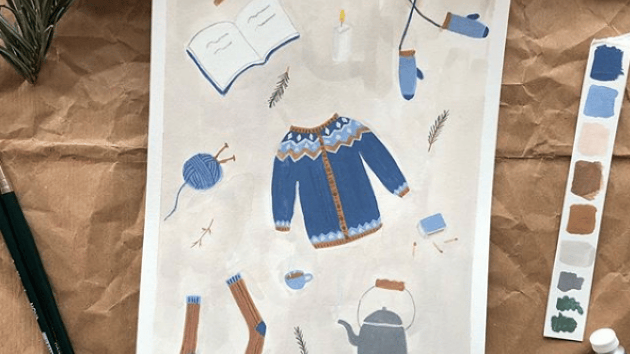 Gouache winter illustrations - student project