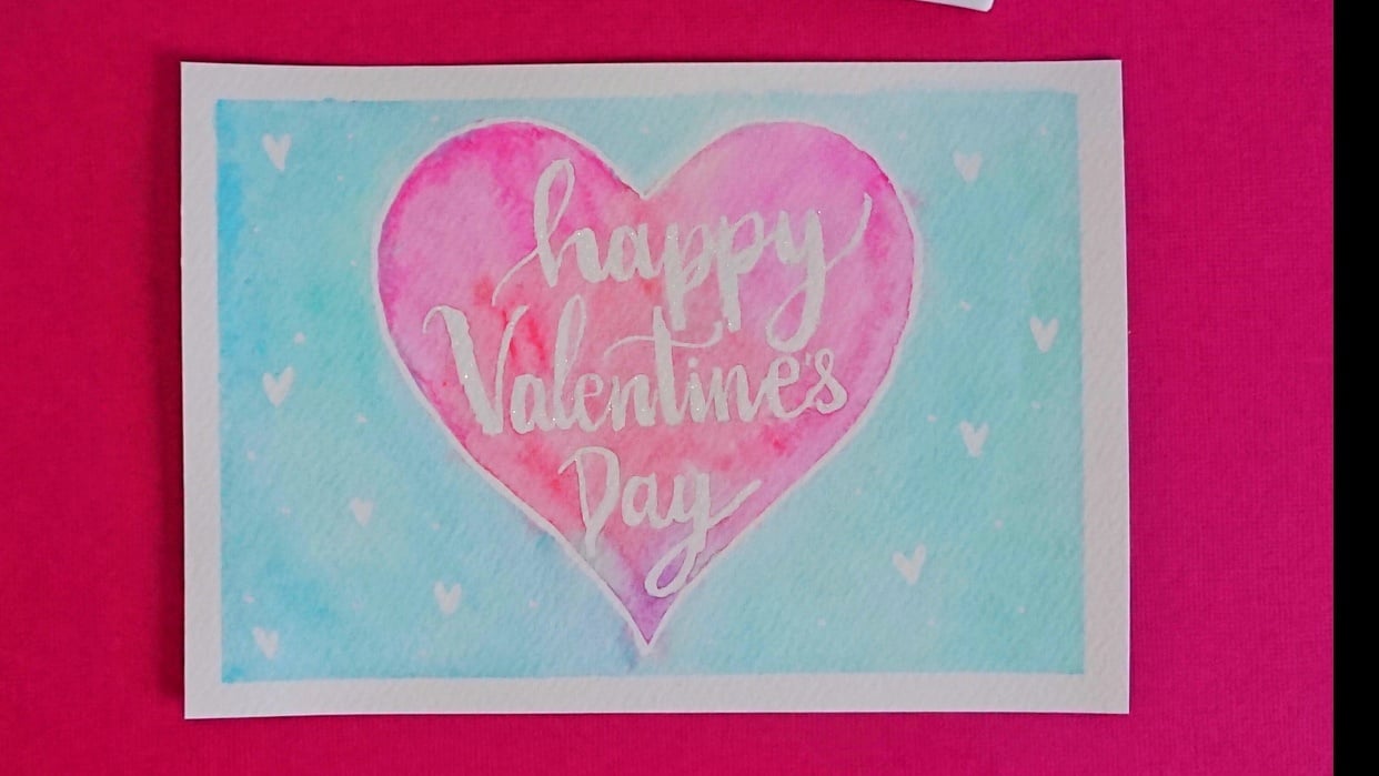 Watercolor Valentine's cards - student project