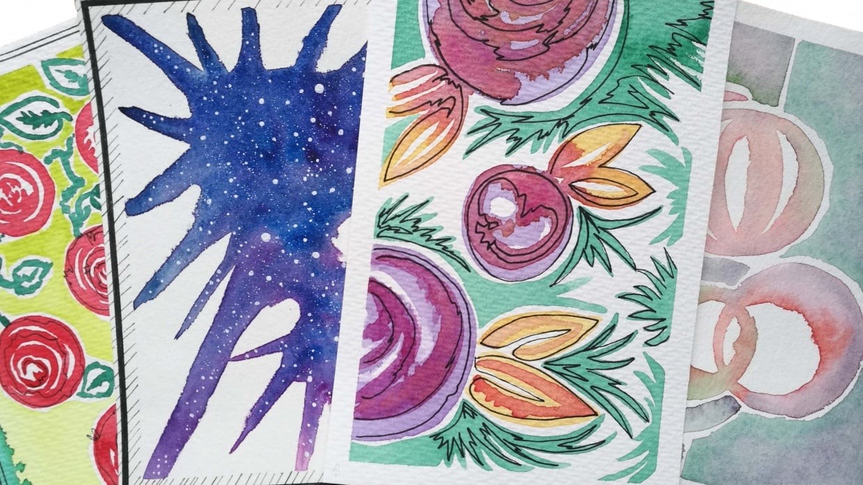 Abstract watercolour exploration - student project