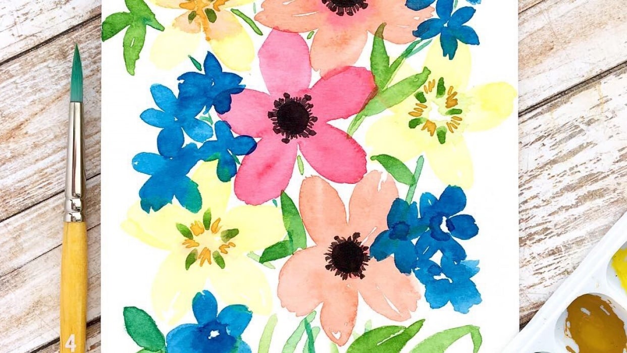 “Watercolor: 5 Petal Flowers for Beginners“ Class by Farah Bidin - student project