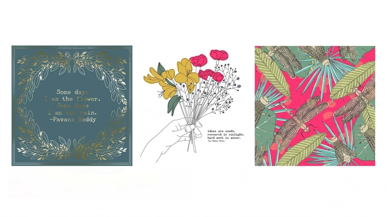 3 Botanical Illustrations made in Procreate - student project
