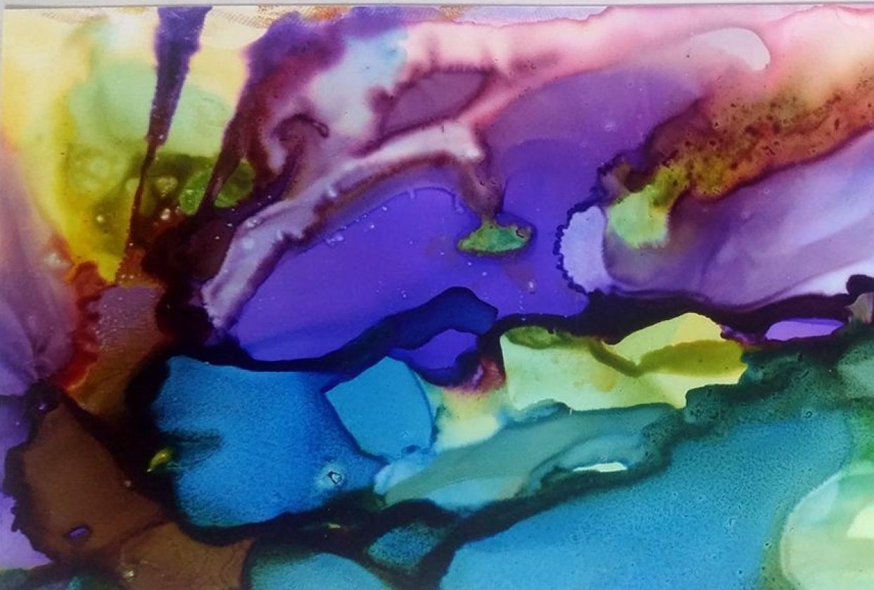 Playing with Alcohol Ink and Air - student project