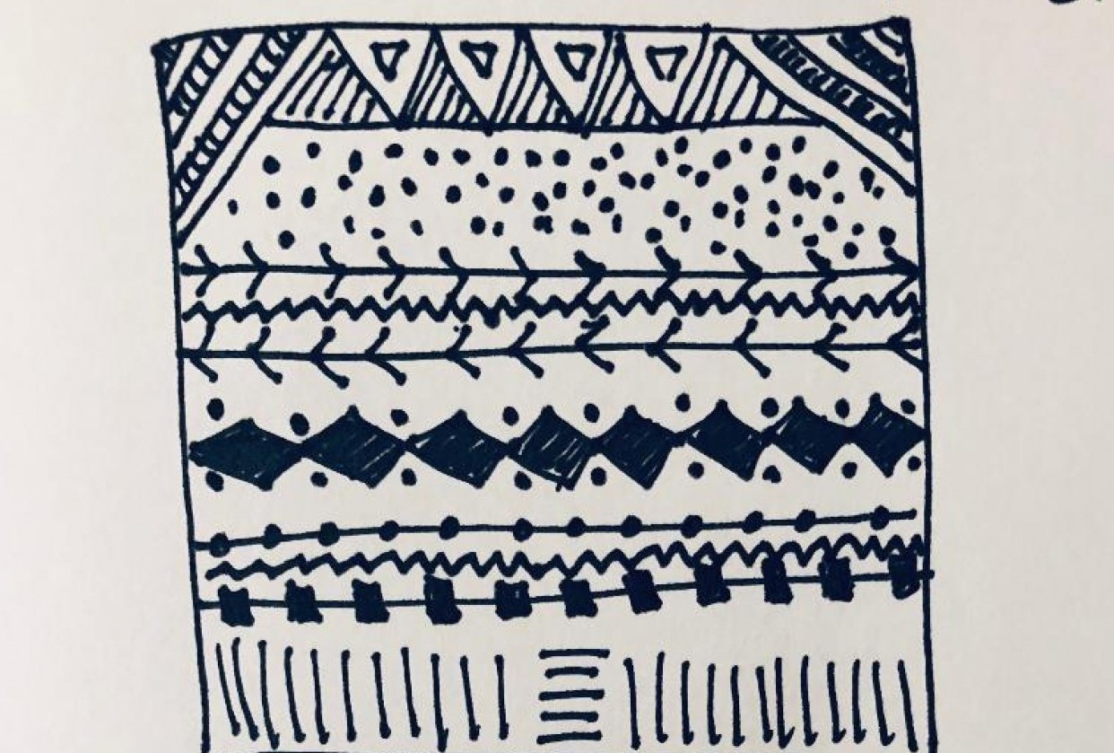 straight line doodle sketchbook page - student project