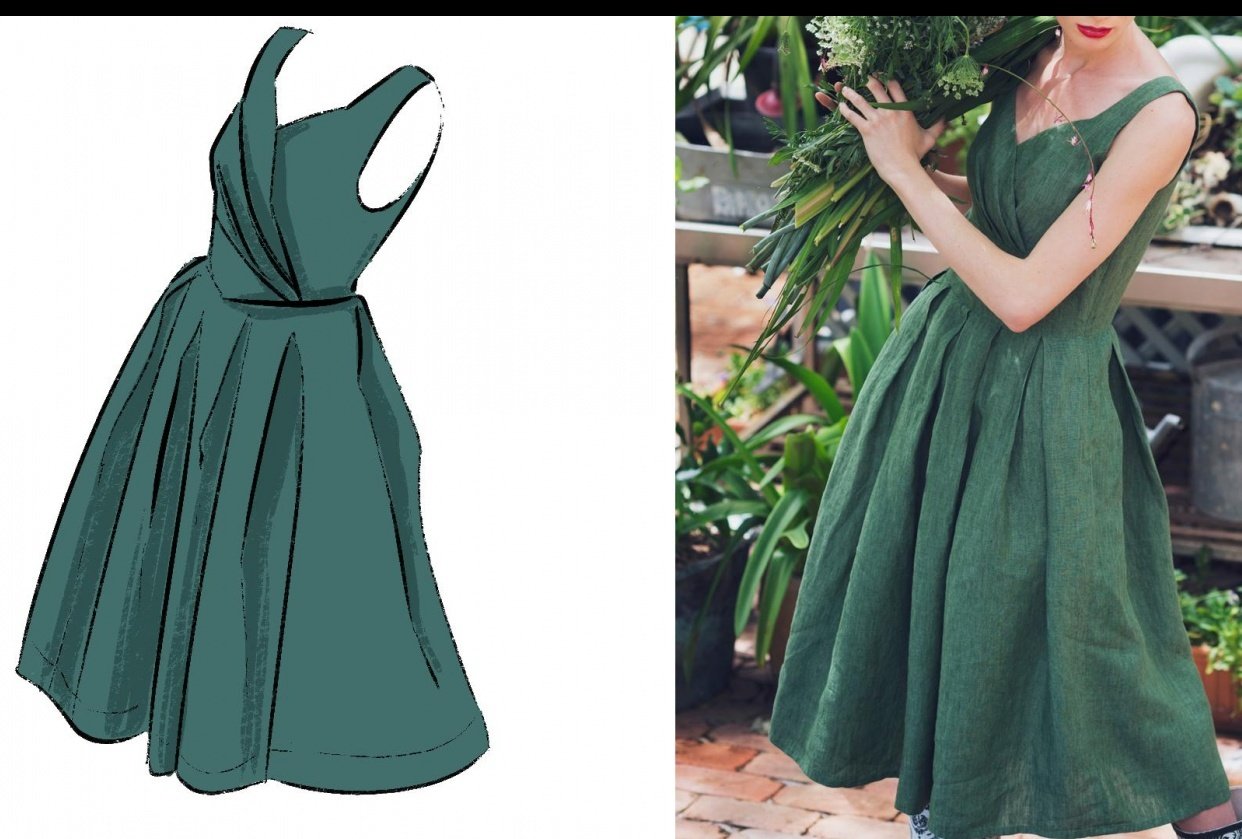 Green Dress With Pipe Folds! - student project