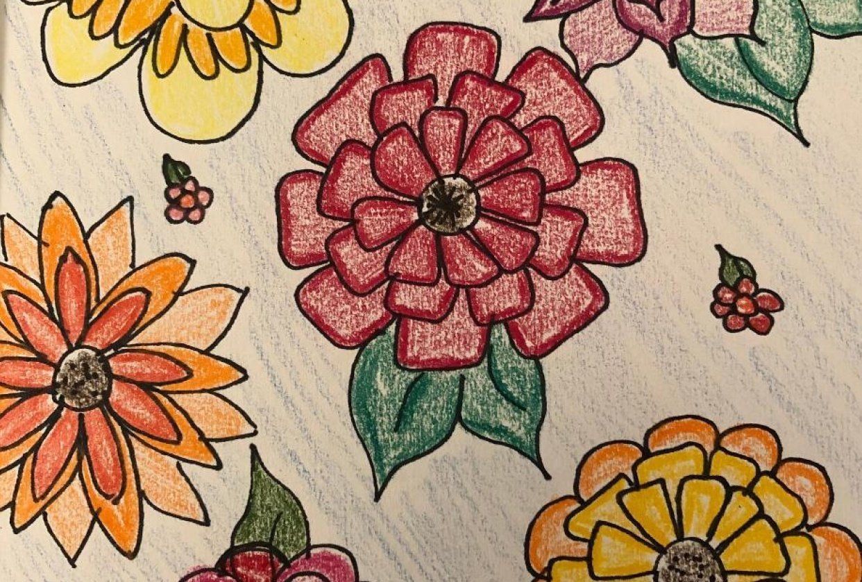 Not Zentangle flowers but doodle flowers - student project