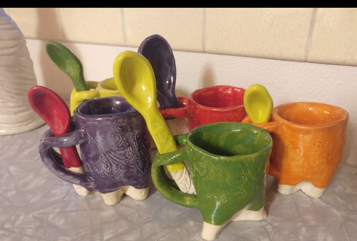 Ceramic spoons and espresso cups - student project
