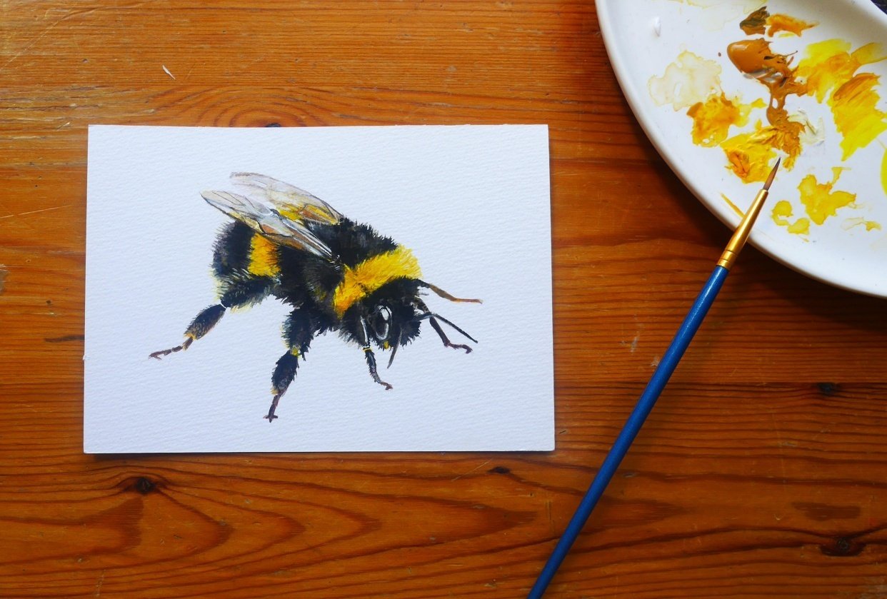 Bumble bee in gouache - student project