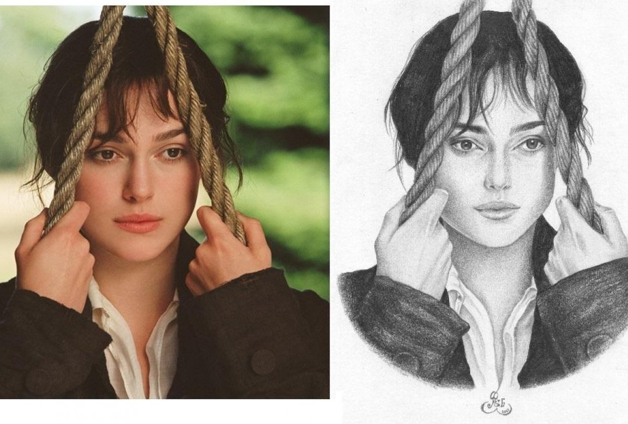Portrait: Keira Knightley as Elizabeth Bennet - student project