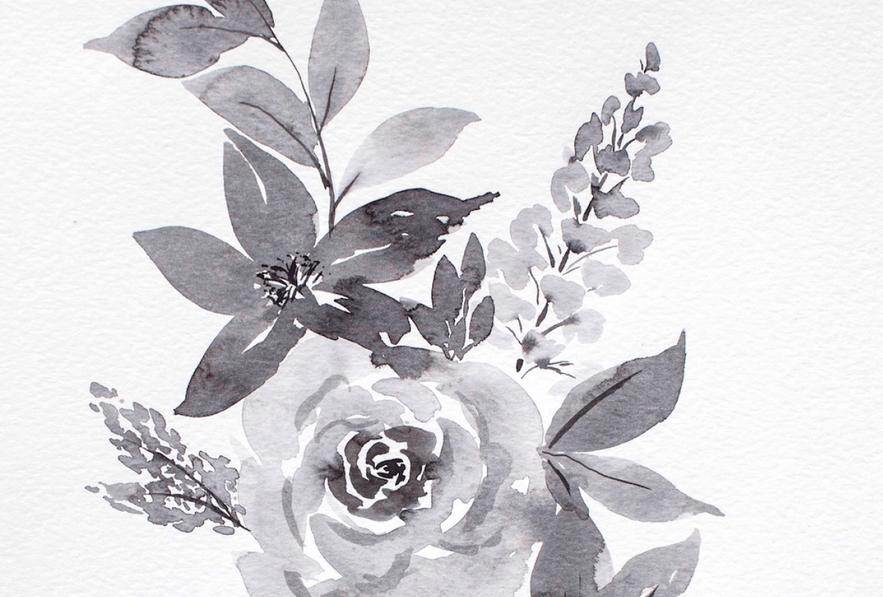 Floral Composition in Ink - student project