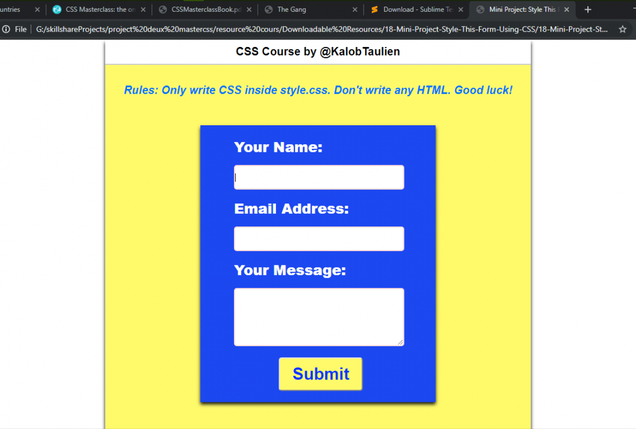 18 Mini Project Style This Form Using CSS Skillshare Student Project 18-mini-project-style-this-form-using-css-skillshare-student-project