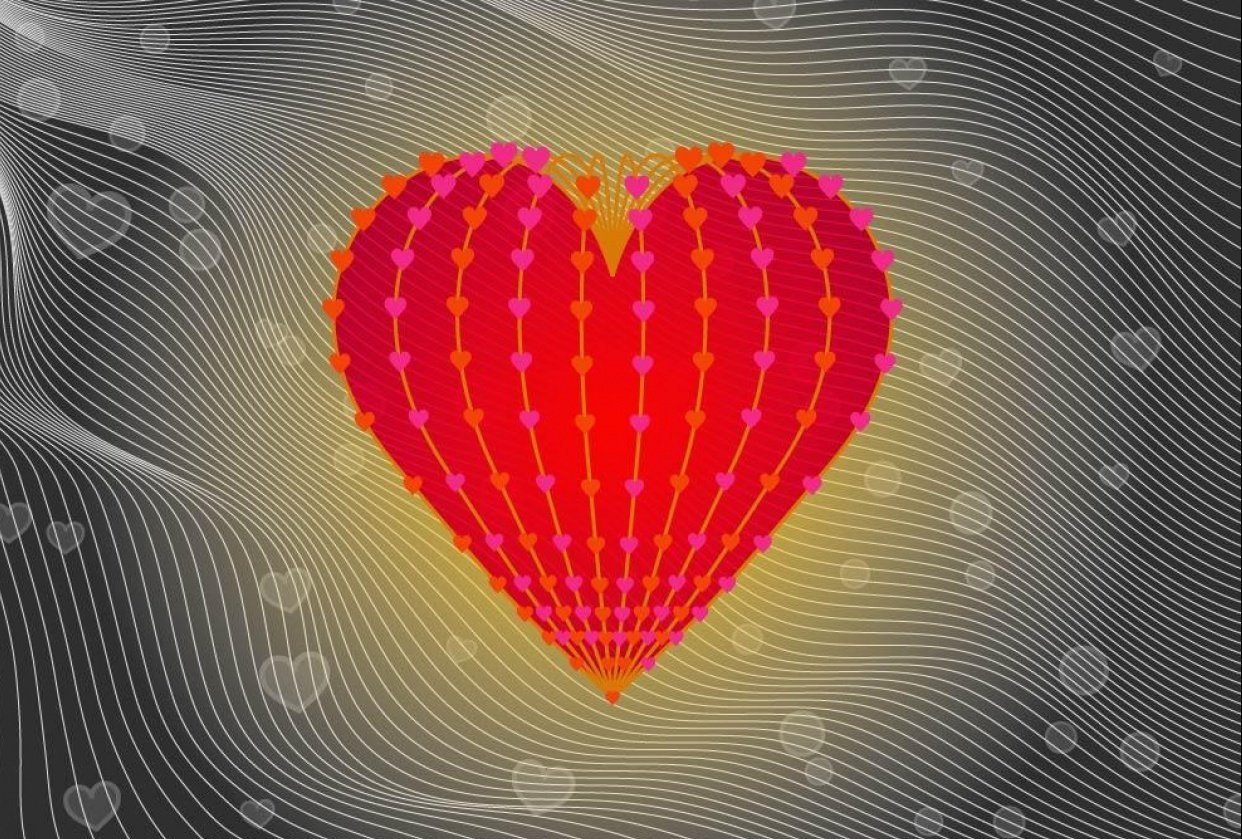 Creepin' it real with blended heart-string backgrounds - student project