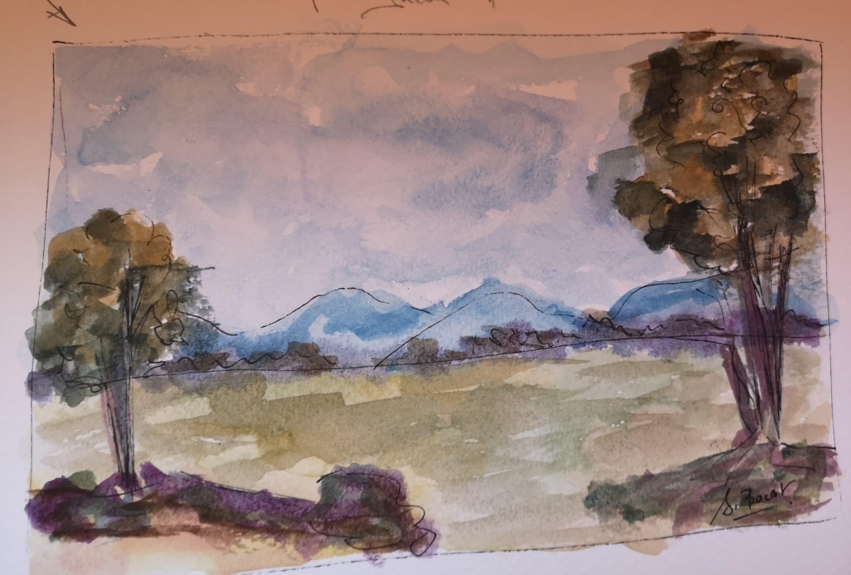 skiciranje ink akvarel - student project