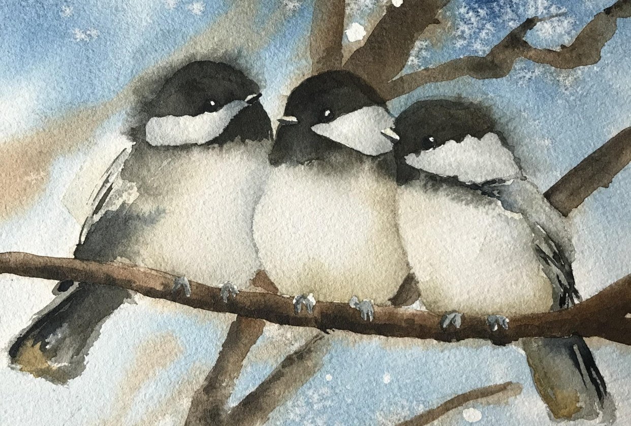 Chickadees on Branches - student project