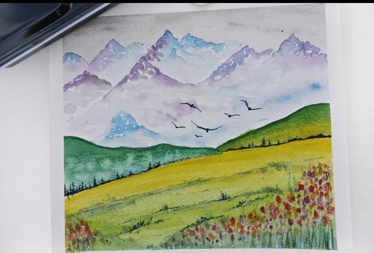 Green Watercolour Landscape - student project